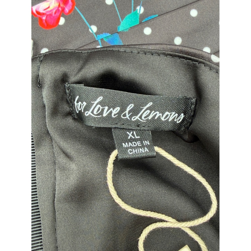 For Love & Lemons Posey Dress Women XL Black Floral Polka Dot Pleated Mini NEW - Picture 5 of 13